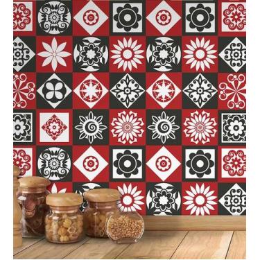 Imagem de Azulejo Adesivo Lavável Grego Vermelho Mandala 1 Metro - PAPEL E PARED