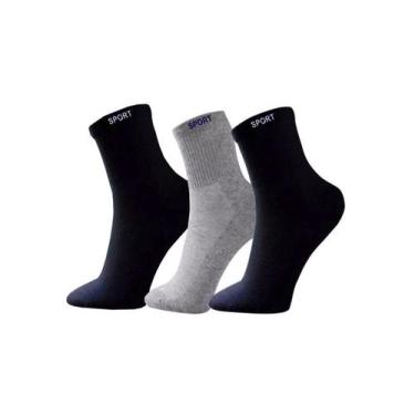 Imagem de Kit 12 Pares De Meias Masculina Atoalhada Esportiva, Preto, Cinza spor