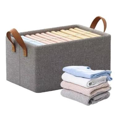 Imagem de Caixa organizadora guarda roupas closet organiz de tecido com armação 