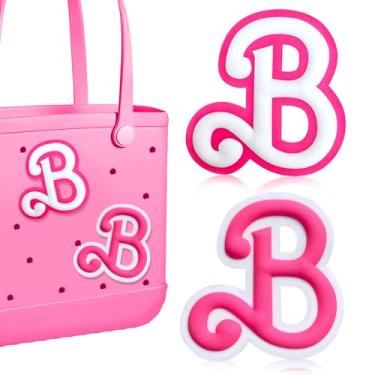 Imagem de AOIFES 2 peças de pingentes de letras para bolsa Bogg, acessórios decorativos impressos em alfabeto 3D para bolsa Bogg, pingente decorativo do alfabeto personalizável compatível com bolsa de praia, B,