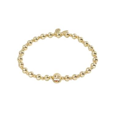 Imagem de Alex and Ani AS738823SG, Emoji, pulseira elástica com rosto sorridente piscando, ouro brilhante, ouro, pulseiras, One Size, Latão, Sem Pedra Preciosa