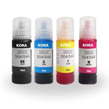 Imagem de KIT 4x Cores Refil Tinta 544 504 | Compatível L3150 L3250 L3110 L5190 L3210 L5290 L1250 L5590 T544 T504 | KORA ou EVOLUT