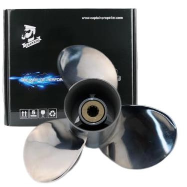 Imagem de Boatman Hélice inoxidável para barco 9 1/4x10 motor de popa Suzuki DT DF 9,9HP 15HP 20HP 10 estrias OEM SS9-1400-010