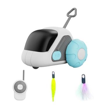 Imagem de Fenteer Brinquedo elétrico para gatos, teaser de penas, movimento automático para gatos internos e externos, animais de estimação, Azul