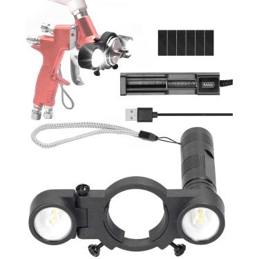 Imagem de Dromco Luz para Pistola de Pintura Spray, Iluminação Universal para Pistola de Pintura Automotiva com Luz Quente/Branca de Duas Cores, Sistema de Função de Memória Ajustável, Luz Led Portátil para Pis
