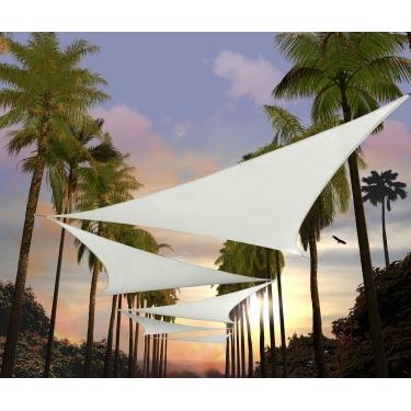 Imagem de Toldo de vela triangular branco Amgo 50,8 cm x 50,8 cm x 50,8 cm, 95% de bloqueio UV de água e ar permeável, comercial e residencial, para pátio quintal Pergola, 5 anos de garantia (disponível para tamanhos personalizados)