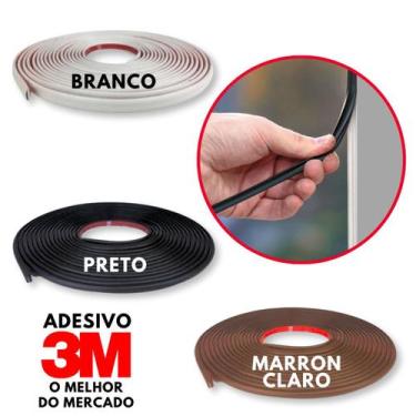 Imagem de Veda Fresta Super Vedação Para Porta Com Adesivo Marca 3M Com 10 Metro