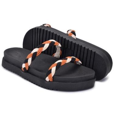Imagem de Sandália Papete Feminina Chinelo Brilho Strip - Vk, Strip, Preto, 38