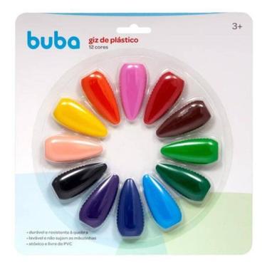 Imagem de Giz De Plástico Atóxico 12 Cores Infantil Lavável Bebê Buba