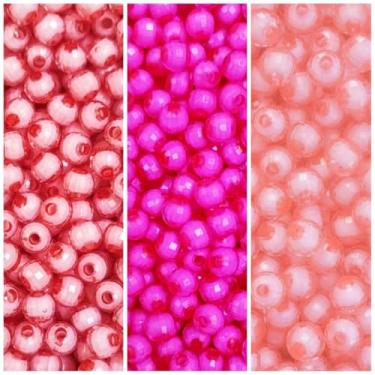 Imagem de 300 Miçanga Sextavada 6mm 3 Cores Bola Passante Facetada Missanga Pérola (Pêssego, Pink e Rosa Claro)