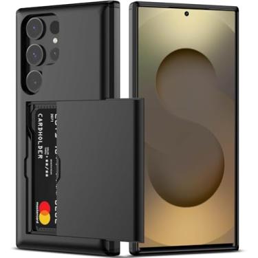 Imagem de Areaphmet Capa para Galaxy S2 Ultra com suporte para cartão de crédito, capa tipo carteira, capa deslizante de camada dupla, capa de borracha rígida de policarbonato para Samsung Galaxy S2 Ultra 5G de