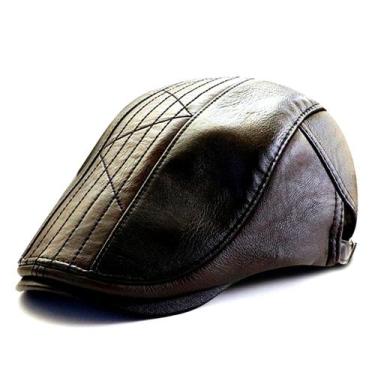 Imagem de Boina Italiana Outono Inverno Masculino Couro Genuíno - xthree, Preto,