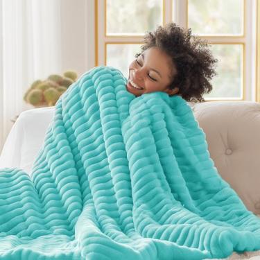 Imagem de Cobertor Bedsure Fleece Azul Neblina para Sofá - 130x150cm