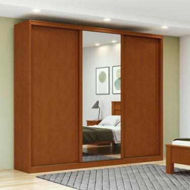 Imagem de Guarda-roupa 3 Portas 4 Gavetas 100% Mdf 1 Porta Glass Forma Marrom/Bege