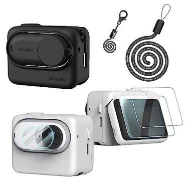 Imagem de Capa protetora de tela de silicone para Insta360 GO 3 GO3, debous Capa de borracha macia proteção de tela LCD lente protetora de tela de vidro (preto)