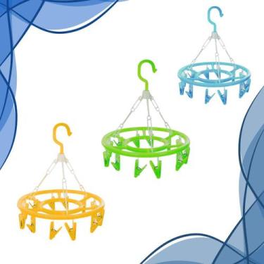 Imagem de Varal Compacto  Roupas ÍntimasI nfantis 12 Prendedores Coloridos e Gir