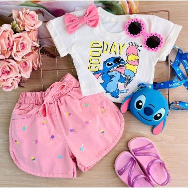 Imagem de Conjunto Infantil Stitch menina - Roupa de verão personagens