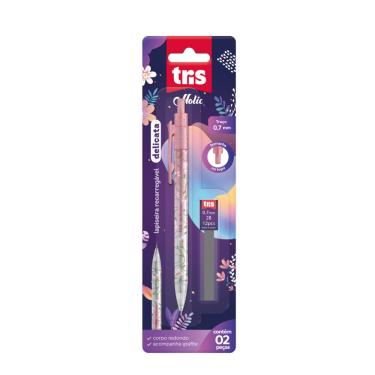 Imagem de Tris Lapiseira Delicata 0.7mm Floral Retrátil com Ponta Metálica e Borracha