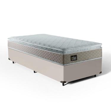Imagem de Cama Box Solteiro com Colchão de Espuma D45 Strong One Face Bege - Suporta até 150Kg + 1 Trav