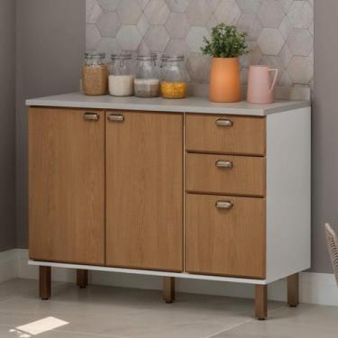 Imagem de Armário Balcão 120cm 2 portas e 3 gavetas com Pés 1532 Linha Atria Gen