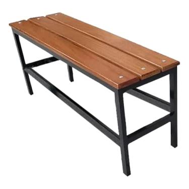 Imagem de Banco Vestiário 100x30x45cm de Aço Preto com Assento em Madeira Escritex - Conforto e Estilo Industrial