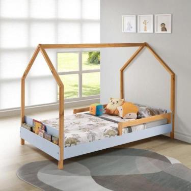 Imagem de Cama Montessori Moana 140x95x205 Cm Azul BB/Amêndoa - Irmãos Hinke