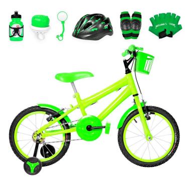 Imagem de Bicicleta Aro 16 Alumínio + Kit Proteção Verde Claro
