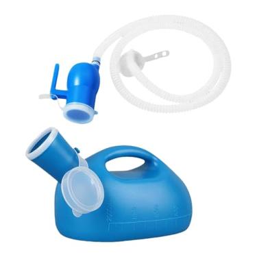 Imagem de Zialofi Garrafa de mictório masculina, recipiente coletor de mictório, garrafa de xixi leve e conveniente, recipiente urinário para idosos doentes, Mangueira Azul de 1.6m