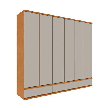 Imagem de Guarda-Roupa Casal Positano 6 Portas 9 Gavetas Cinamomo e Off White