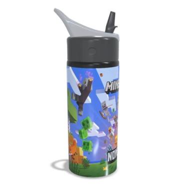 Imagem de Garrafa Squeeze de Alumínio Minecraft Infantil Escolar 600ml - Mecolou