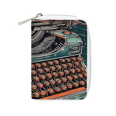 Imagem de NTVOWPZO Carteira masculina com suporte de cartão de crédito macio para cartão de visita, capa de cartão de máquina de escrever com zíper