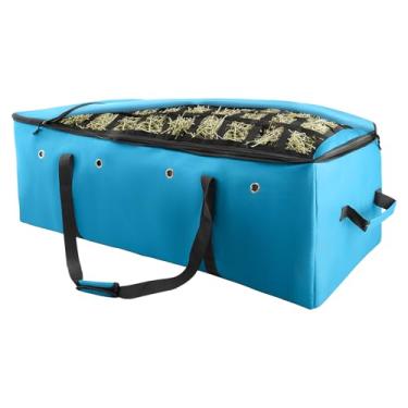 Imagem de HDYEGY Saco de fardos de feno, tecido Oxford resistente 1200D, saco de feno de alimentação lenta, bolsa extra grande para armazenamento de fardos de feno com design de alimentação lenta superior para