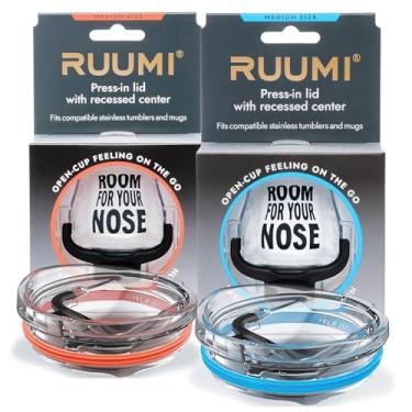 Imagem de Ruumi® Tampa de copo de recesso nasal (pacote com 2, coral/azul recife) – Compatível com Yeti Rambler de 590 ml, Ozark Trail, Swig – Veja a tabela para outras marcas/tamanhos