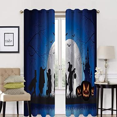 Imagem de Cortina blackout 90% de Halloween, padrão de estilo Halloween, tratamento de sombreamento completo, cortina de isolamento de cozinha, L 132 x C 182 cm
