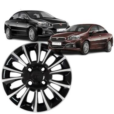 Imagem de 1 Calota Modelo Linea 2023 Aro 13 Preto/Prata Cubo Baixo Parafuso Grid