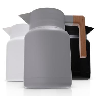 Imagem de Grande jarra térmica de café – aço inoxidável, panelas térmicas de parede dupla para café e chás da Hastings Collective – Cinza, jarras a vácuo com infusor e coador de chá removível | 127 ml