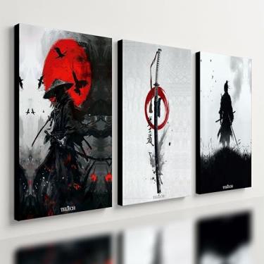 Imagem de Kit 3 Quadro Decorativo Samurai Arte Japonesa Ninja Katana (40x28cm)