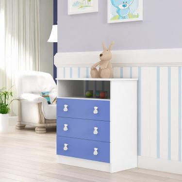 Imagem de Cômoda Infantil com 3 Gavetas 1 Nicho Azul