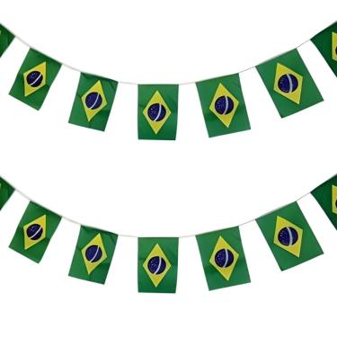 Imagem de Varal de Mini Bandeiras do Brasil Bandeirinhas Decoração Copa Do Mundo de Futebol Torcida Seleção Brasileira 7 Setembro