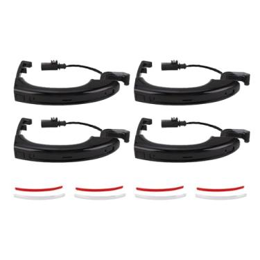 Imagem de Jiawu 4PCS Maçaneta Exterior, Maçaneta Porta Externa do Carro, 4L0837205B, 4L0837205A, URO014421 Puxador de Porta para SUV, Aperto Confortável, Kit de Maçaneta ABS, Fácil Instalação