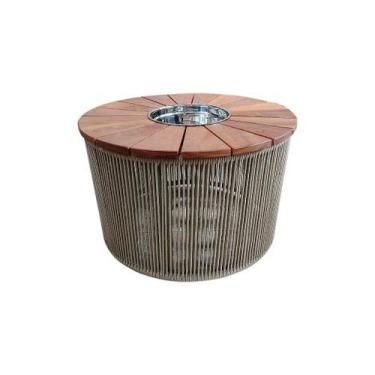 Imagem de Mesa de centro 70' - corda náutica - tampo Cumaru - Bowl inox 28cm/ 4L