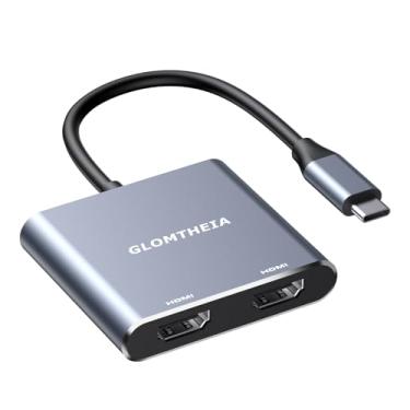 Imagem de Glomtheia Adaptador HDMI duplo para 2 monitores, USB C para adaptador HDMI duplo para laptop, MacBook Pro/Air, suporta monitores duplos 4K a 30Hz ou monitor único 4K @ 60Hz