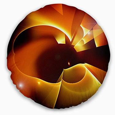 Imagem de Designart Almofada decorativa amarela quente e vermelha fractal design abstrato sala de estar, sofá, enchimento + capa de almofada impressa em ambos os lados 40,64 cm