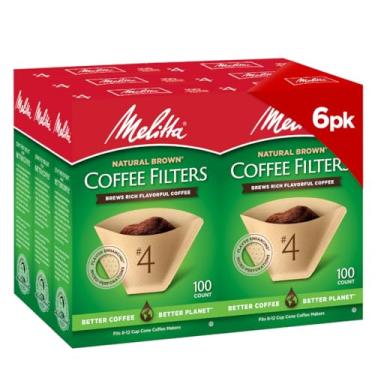 Imagem de Melitta #4 Filtros de café cone, marrom natural, 100 unidades, pacote com 6