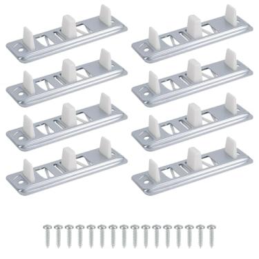Imagem de Pacote com 4 Guias de Piso para Portas de Correr Armário, Conjunto Trilhos para Portas Piso, 4 Bases Metal, 4 Placas Plástico e 8 Parafusos, Adequados para Portas 3/4 Polegada a 1-3/8 Polegada