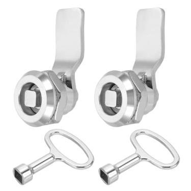 Imagem de PATIKIL Fechaduras tubulares, 2 peças Cilindro de 18 mm (5/7 pol.) Fechadura quadrada de aço inoxidável 304 com chaves para painel de 12 mm (0,47") de espessura para gavetas de armários elétricos