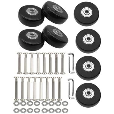 Imagem de Rodas de substituição de bagagem - 45 x 18 mm, 8 peças de borracha preta, kit de reparo de rodas de mala de viagem, peças de reposição lisas para bolsas de mão e carrinhos