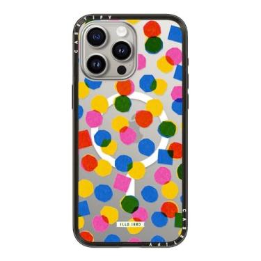 Imagem de CASETiFY Capa compacta para iPhone 15 Pro Max [fina e elegante/compatível com Magsafe/1,2 m. 2X proteção contra quedas de grau militar] - Riso Polka - Preto transparente