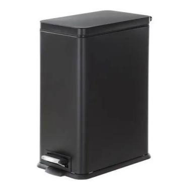 Imagem de Lixeira Retangular Slim Inox 5 Litros Preto Fosco - Sollux
