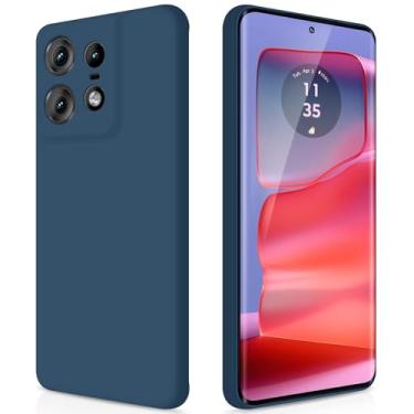 Imagem de GiiYoon Capa para Motorola Edge 50 Pro, capa protetora de corpo inteiro com toque suave e sedoso, case à prova de choque com forro em microfibra - Azul